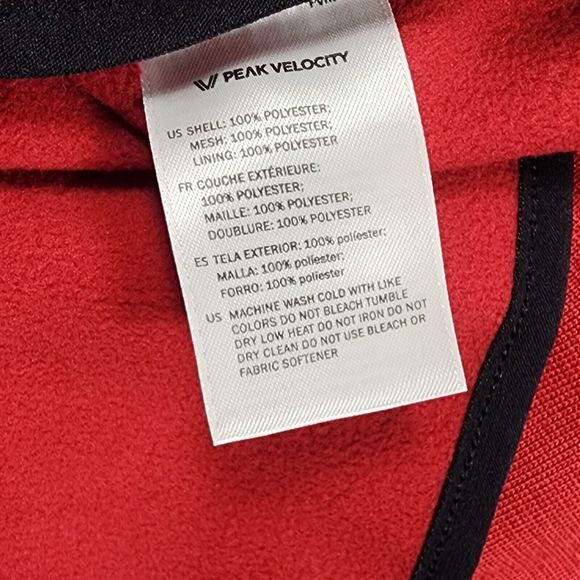 Peak Velocity Sport Jacket Mens S Red Hooded Logo Long Sleeve Track Hiking - Picture 9 of 10